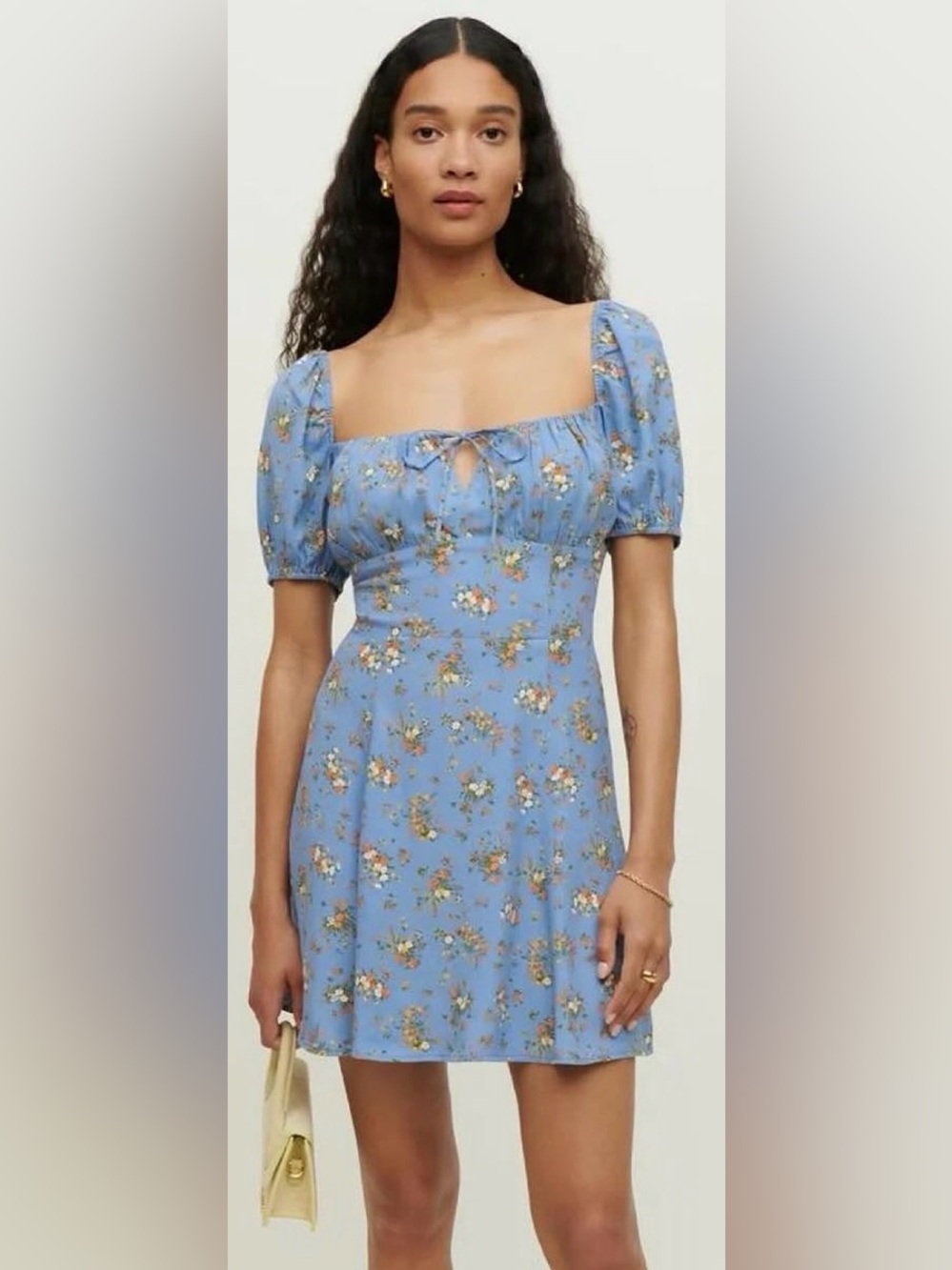 Reformation NWOT Blue Floral Corbin Cottage Core Mini Dress (Size 4)